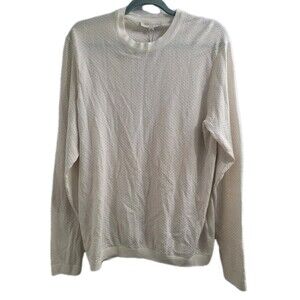 Jack Victor Douglas Crewneck Sweater Mens M Cotton Silk Blend Ecru Textured NWT
